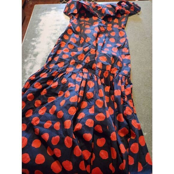 Borgo De Nor Florence Dress Red and Blue Polka Dot Long Maxi Sz UK8 US 4 - Picture 3 of 7